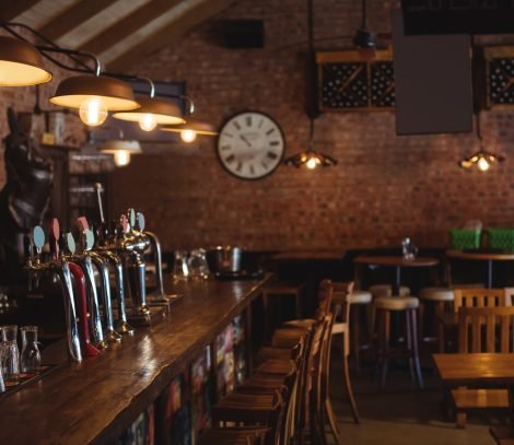 Bar counter at pub